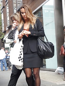 Street Pantyhose - Sullen Uk Cunt In Tights And Flats