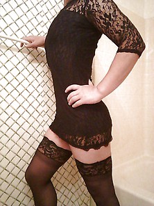 Blk Lace Dress N Stockings