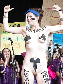 Rachel Rousham Naked Feminist At Glastonbury Festival 2017