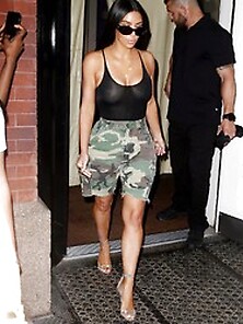 Kim Kardashian Braless In See Thru Top While Out In Nyc