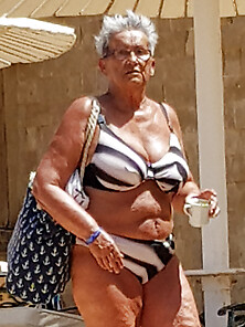 Egypt Beach Granny Shows Big Boobs