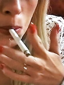 Naughty Blondie Sucks A Dick And Smokes In...