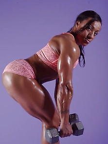 Black Bodybuilder Displays Her Muscled Physique