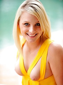 Blond-Haired Babe In A Yellow Dress Gets Fisted After Masturbati