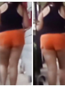 Thick Teen In Orange Booty Shorts