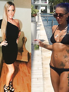 Nikki Fully Clothes Versus Tiny Cock Hardening Bikinis