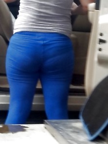 Fat Ass On Some Blue Leggings! !