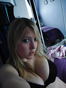 Busty Blonde Teen With Mega Tits Poses At College