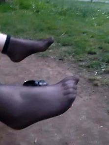 My Nylonfeet At The Park For A Hungry Man