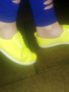 Ripped Leggings And Yellow Sneakers