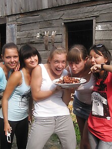 Russian Girl Oksana With Friends At Sauna