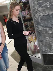 Sexy Little Teen In Black At The Mall