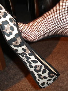 Fishnet,  Flats And Up Skirt