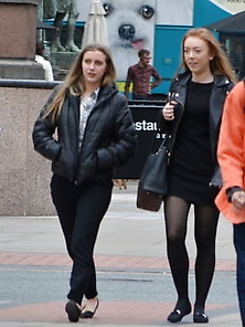 Street Pantyhose British Ginger Cunt In Tights And Flats