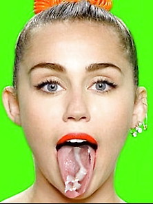 Miley Cyrus Tongue Cumshot