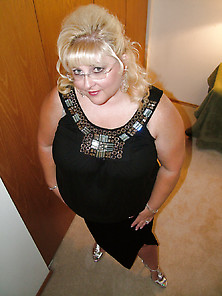My Wife #11 Blk Velvet Skirt & Sliver Heels