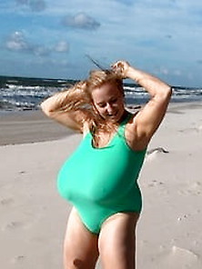 Windy Day At The Beach For Stacked Girl?