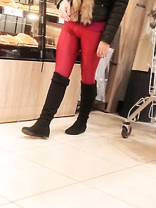 Mature In Red Spandex