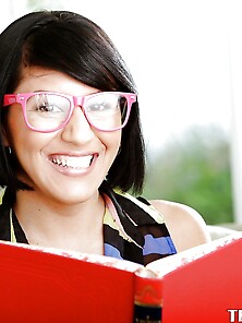 Mischievous Nerdy Latina Chick With Small Tits Often Reads Books