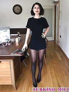 11- Turkish Nylon Black Stockings Fetish Socks Skirt Turk