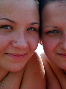 Two Amateur Gfs Sunbathing Topless 4