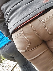 Bbw Ass In Beige Jeans With Wide Hips And Vpl 2