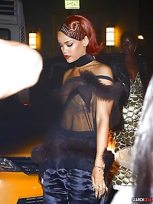 Rihanna See-Through Blouse Nipple-Slip In New York