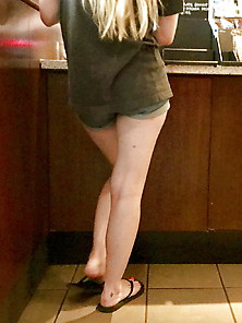 Teen Legs At Starbucks