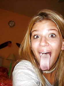 Teens Open Mouth And Tongues Out