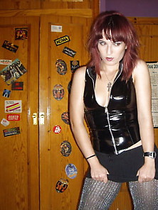 My Slut Ready For Cum Big Tits Leather Top And Skirt