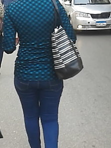 Arab Egyptian Hijab Milf Tight Ass In Jeans Walking 311