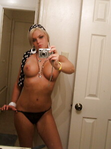 Big Tittied Self Shooter In Front Of The Mirror