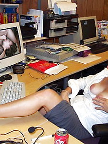 Woman On The Computer Looking At Porn