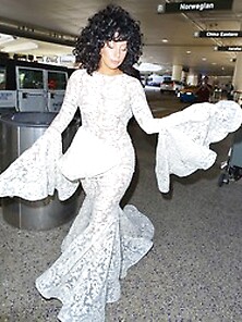 Lady Gaga In A See Through White Dress