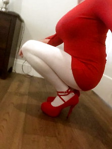 Crossdresser Christy Red Shoes