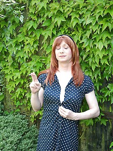 Redhaired Tranny Smoking Outdoors