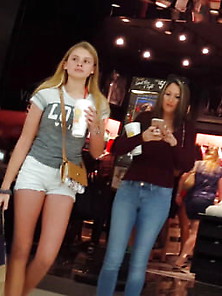 Candid Voyeur Blonde Teen With Her Hot Milf Mom Shopping Ass
