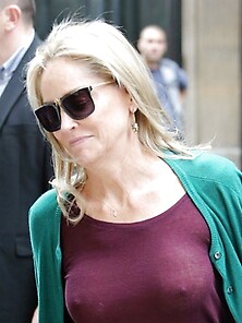 Sharon Stone Out And About Without A Bra
