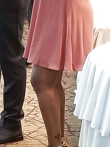 Candid Ebony Sexy Legs In Skirt