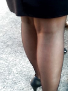 Beauty Legs With Black Stockings (Milf) Candid