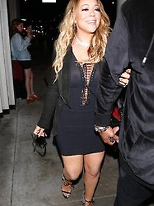 Mariah Carey Braless In See Thru Dress At Catch Restaurant