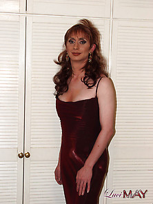 Curly Tranny Posing In Dress