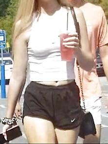 Candid Blonde In Shorts