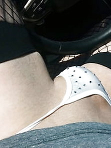 Wife's Tiny White Panties In The Car