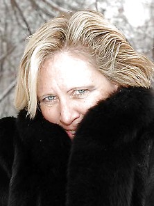 Sexy Mature Wife, In The Snow In Fur Coat And Lingerie