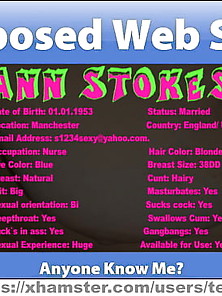 Exposed Webslut Ann Stokes From England