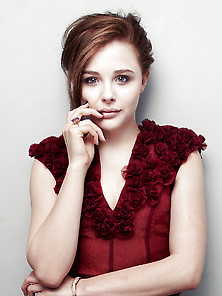 Red Dress,  Brunette Chloe Grace Moretz Photoshoot