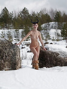Naked On The Snow In Quarry