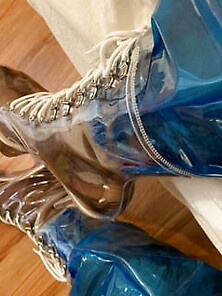 Blue Transparent Pvc And Clear Pvc Boots