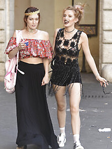 Bella Thorne Wearing A See Through (To Nips!) Bra In Rome